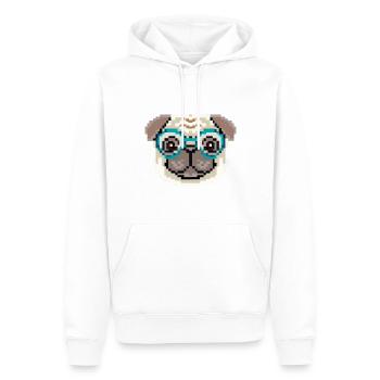 Hipster Pug Pixel Art Dog Lovers - Sweat à capuche Premium bio Homme - blanc - Devant - Nico (187cm)