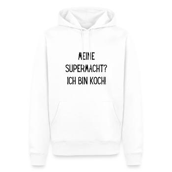 Meine Supermacht? Ich bin Koch! - Männer Premium Bio Hoodie - Weiß - Vorne - Nico (187cm)