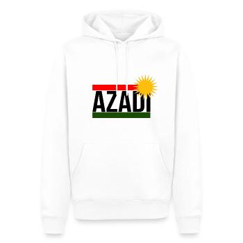 Azadi - Liberté - Sweat à capuche Premium bio Homme - blanc - Devant - Nico (187cm)