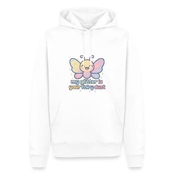 Glitzer-Schmetterling – Mein Funkeln ist Feenstaub - Männer Premium Bio Hoodie - Weiß - Vorne - Nico (187cm)