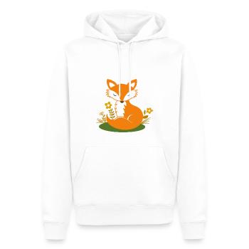 niedlicher müder Fuchs mit Blumen auf gold - Männer Premium Bio Hoodie - Weiß - Vorne - Nico (187cm)