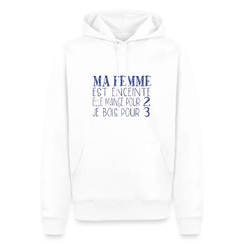 Cadeau homme femme enceinte - Sweat à capuche Premium bio Homme - blanc - Devant - Nico (187cm)
