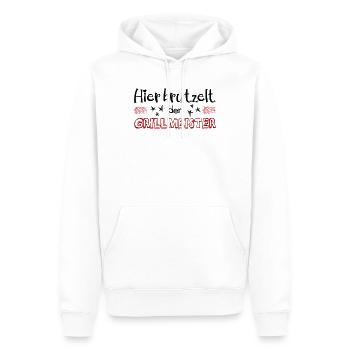 Hier brutzelt der Grillmeister - Männer Premium Bio Hoodie - Weiß - Vorne - Nico (187cm)