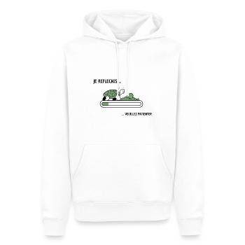 JE REFLECHIS VEUILLEZ PATIENTER - humour patience - Sweat à capuche Premium bio Homme - blanc - Devant - Nico (187cm)