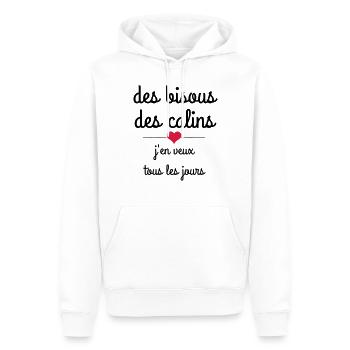 des bisous des calins - Sweat à capuche Premium bio Homme - blanc - Devant - Nico (187cm)