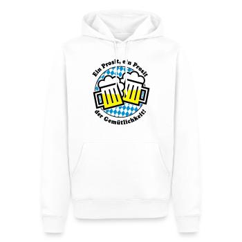 Ein Prosit der Gemütlichkeit! (Bier-Maßkrug) - Männer Premium Bio Hoodie - Weiß - Vorne - Nico (187cm)