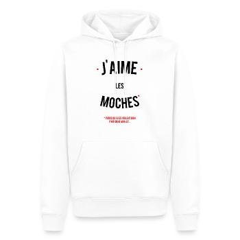 J'aime les moches - Sweat à capuche Premium bio Homme - blanc - Devant - Nico (187cm)