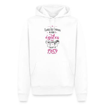 Année 1959 - Sweat à capuche Premium bio Homme - blanc - Devant - Nico (187cm)