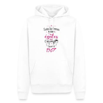 Année 1967 (fe) - Sweat à capuche Premium bio Homme - blanc - Devant - Nico (187cm)