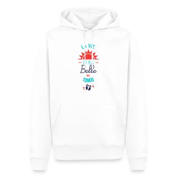 En tong - Sweat à capuche Premium bio Homme - blanc - Devant - Nico (187cm)