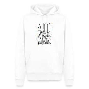 40 ans - Sweat à capuche Premium bio Homme - blanc - Devant - Nico (187cm)