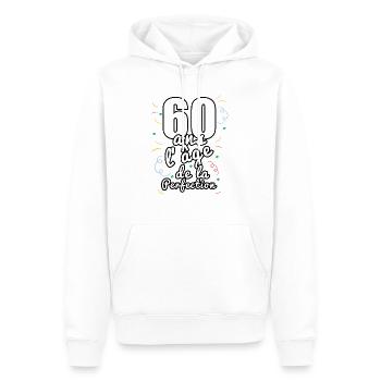 60 ans - Sweat à capuche Premium bio Homme - blanc - Devant - Nico (187cm)