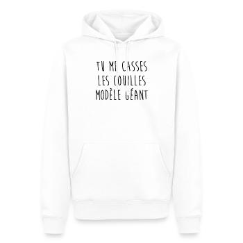 Tu me casses les couilles - Sweat à capuche Premium bio Homme - blanc - Devant - Nico (187cm)