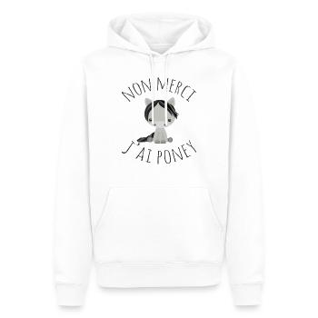 Non merci j'ai poney - Sweat à capuche Premium bio Homme - blanc - Devant - Nico (187cm)