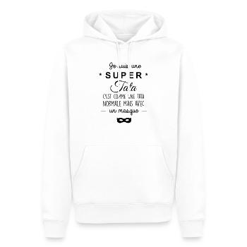 Une super tata - Sweat à capuche Premium bio Homme - blanc - Devant - Nico (187cm)