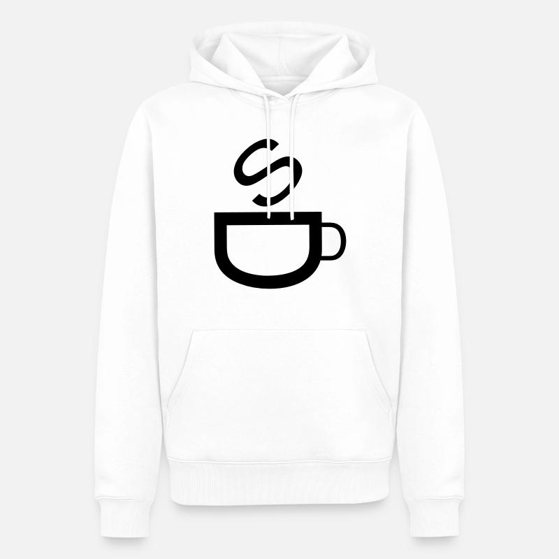 café - Sweat à capuche Premium bio Homme - blanc
