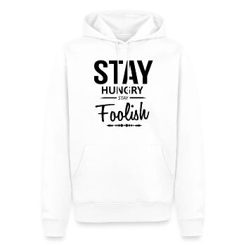 Stay hungry stay Foolish - Männer Premium Bio Hoodie - Weiß - Vorne - Nico (187cm)