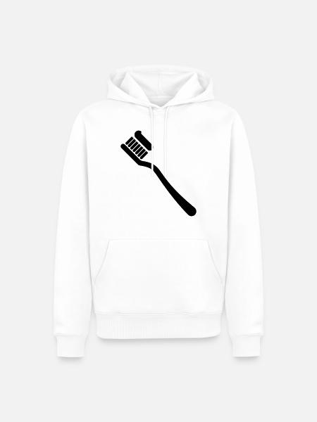 Zahnbürste - Männer Premium Bio Hoodie - Weiß