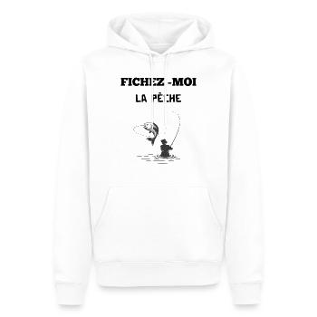 fichez moi la pêche humour pêcheur cadeau drôles - Sweat à capuche Premium bio Homme - blanc - Devant - Nico (187cm)