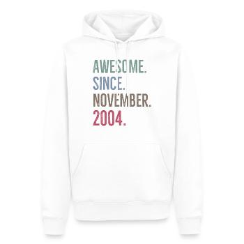 Génial depuis novembre 2004 - Sweat à capuche Premium bio Homme - blanc - Devant - Nico (187cm)