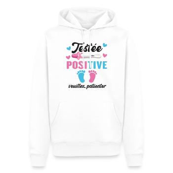 Testée Positive Veuillez Patienter Grossesse - Sweat à capuche Premium bio Homme - blanc - Devant - Nico (187cm)