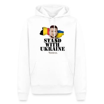 Ukraine Belgien Stand with Ukraine - Männer Premium Bio Hoodie - Weiß - Vorne - Nico (187cm)