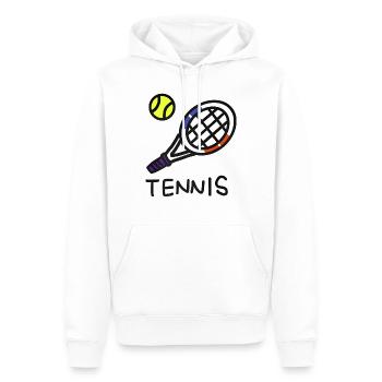 J'aime le tennis - i love tennis - Sweat à capuche Premium bio Homme - blanc - Devant - Nico (187cm)