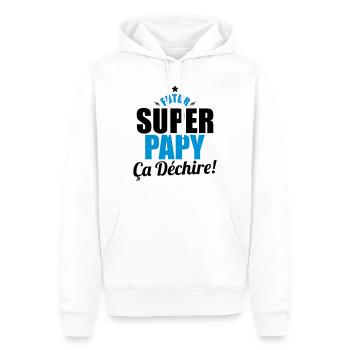 futur super papy ça dechire - Sweat à capuche Premium bio Homme - blanc - Devant - Nico (187cm)