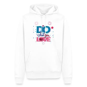 Do what you love faites ce que vous aimez - Sweat à capuche Premium bio Homme - blanc - Devant - Nico (187cm)