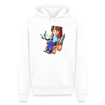 Wheelchair Hero - Men’s Premium Organic Hoodie - white - Front - Nico (187cm)