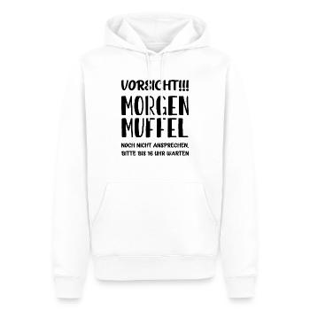 Morgenmuffel - Noch nicht ansprechen Bitte warten - Männer Premium Bio Hoodie - Weiß - Vorne - Nico (187cm)