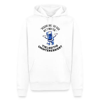Vielseitig uninteressiert - Männer Premium Bio Hoodie - Weiß - Vorne - Nico (187cm)