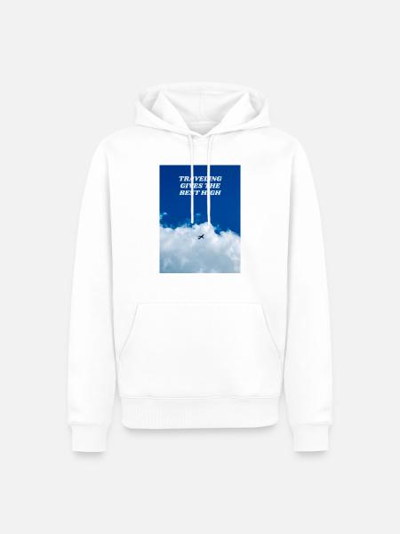 Reisen wird am höchsten. Reisebegeisterte - Männer Premium Bio Hoodie - Weiß