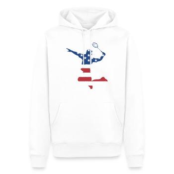 Sport Us Flag Badminton - Männer Premium Bio Hoodie - Weiß - Vorne - Nico (187cm)