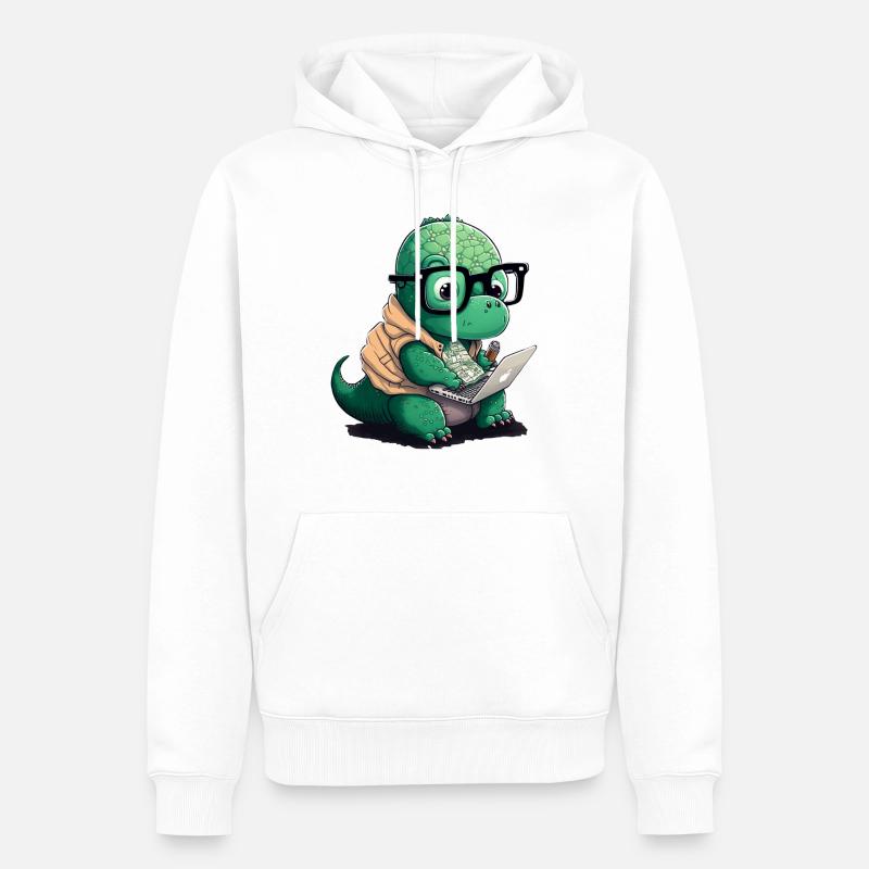 Süßer Dino der Programmiert - Männer Premium Bio Hoodie - Weiß