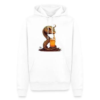 Süße coole Schlange mit Bier Comic Illustration - Männer Premium Bio Hoodie - Weiß - Vorne - Nico (187cm)