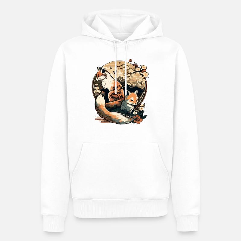 FOX 9 - Männer Premium Bio Hoodie - Weiß