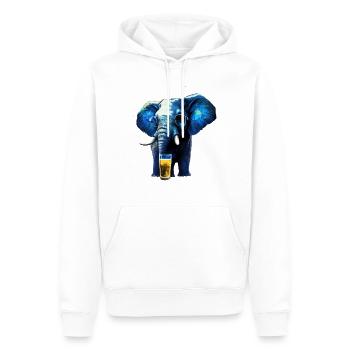 Cooler blauer Elefant mit Bier und Sonnenbrille - Männer Premium Bio Hoodie - Weiß - Vorne - Nico (187cm)