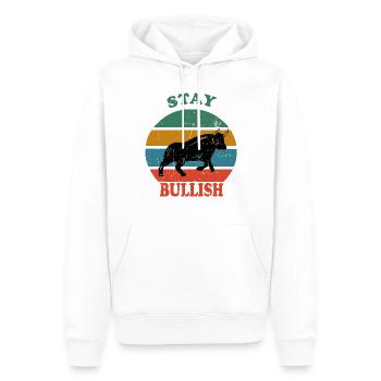 Retro Bull stay bullish - Männer Premium Bio Hoodie - Weiß - Vorne - Nico (187cm)