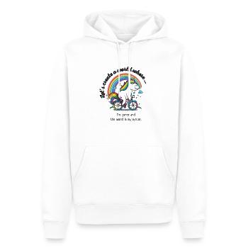 Lets create a world where ... I'm queer - Men’s Premium Organic Hoodie - white - Front - Nico (187cm)