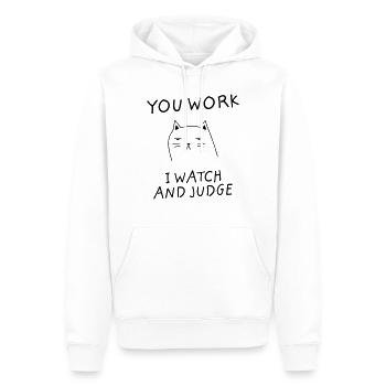 You Work I Watch And Judge - Cat Job Office - Men’s Premium Organic Hoodie - white - Front - Nico (187cm)