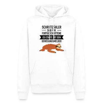 Schrittzähler Bewegungsmelder Faultier Spruch - Männer Premium Bio Hoodie - Weiß - Vorne - Nico (187cm)