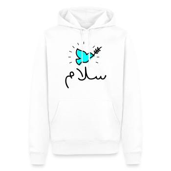 Paix en arabe "Salem" - Sweat à capuche Premium bio Homme - blanc - Devant - Nico (187cm)