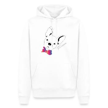 Französische Bulldogge mit bunter Fliege - Männer Premium Bio Hoodie - Weiß - Vorne - Nico (187cm)