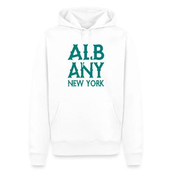 Albany - New York - États-Unis d’Amérique - États-Unis - Sweat à capuche Premium bio Homme - blanc - Devant - Nico (187cm)