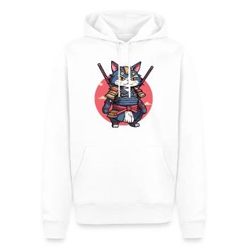 Samurai-Katze #2 - Männer Premium Bio Hoodie - Weiß - Vorne - Nico (187cm)