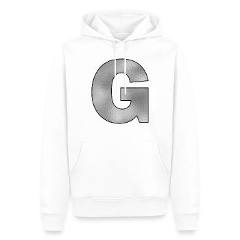 Lettre G Argent - Sweat à capuche Premium bio Homme - blanc - Devant - Nico (187cm)