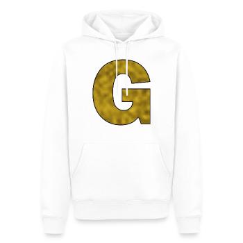 Lettre G Or - Sweat à capuche Premium bio Homme - blanc - Devant - Nico (187cm)