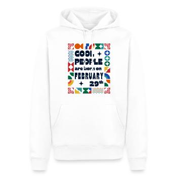 Les gens cool sont nés le 29 février - Sweat à capuche Premium bio Homme - blanc - Devant - Nico (187cm)
