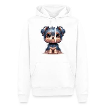 Illustration numérique d’un mignon Yorkshire Terrier - Sweat à capuche Premium bio Homme - blanc - Devant - Nico (187cm)